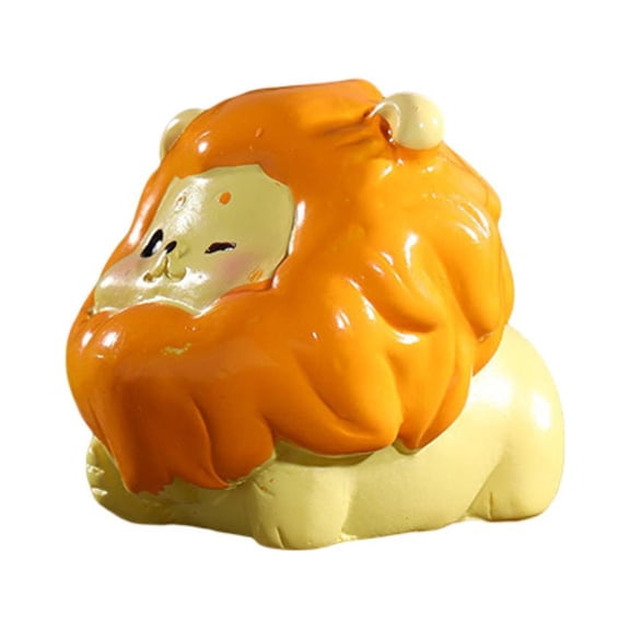 Lion Statue Handmade Resin Mini Cute Animal Miniature Sculpture Ornaments Photography Prop-E
