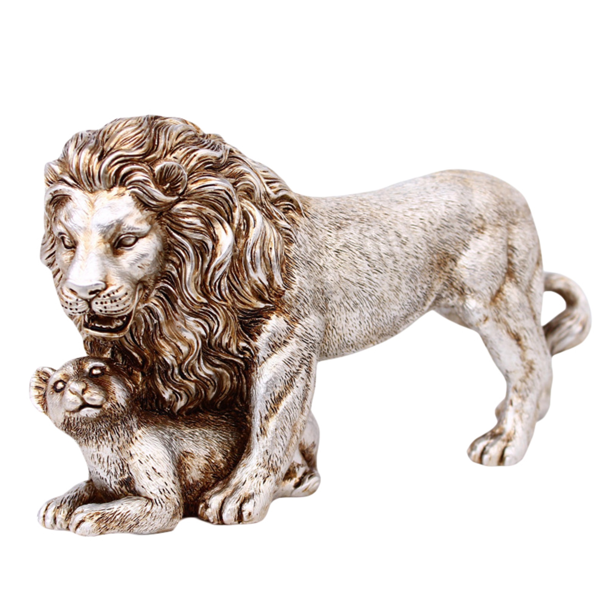 Lion Statue Resin Lion Sculptures Wild Animal Figurine Crafts Ornaments for Home Office Car