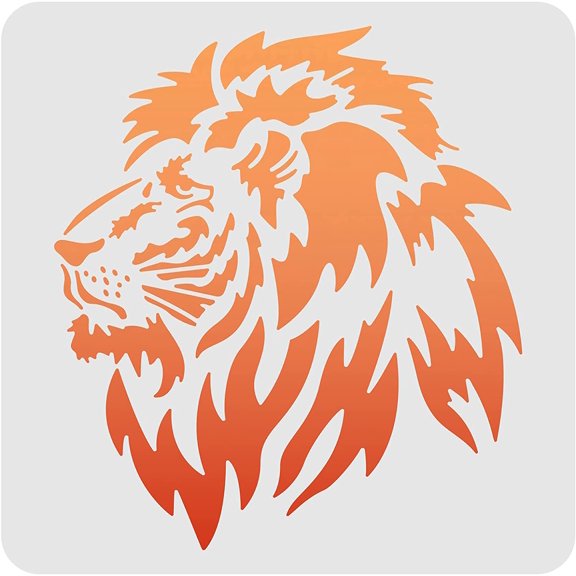 Lion Stencils Template 11.8x11.8 inch Plastic Lion Head Drawing Painting Stencils