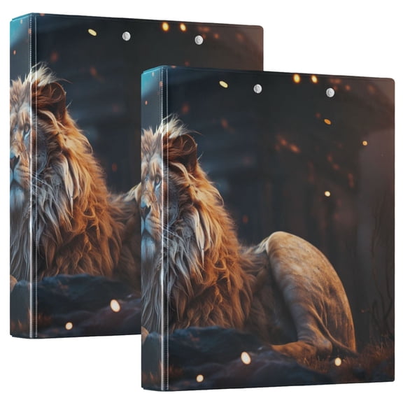 Lion Stone 3 Ring Binders 1.5 inch Hardcover File Folders with Interior Pockets A4 Size Organizer for School Office Hospital Set of 2