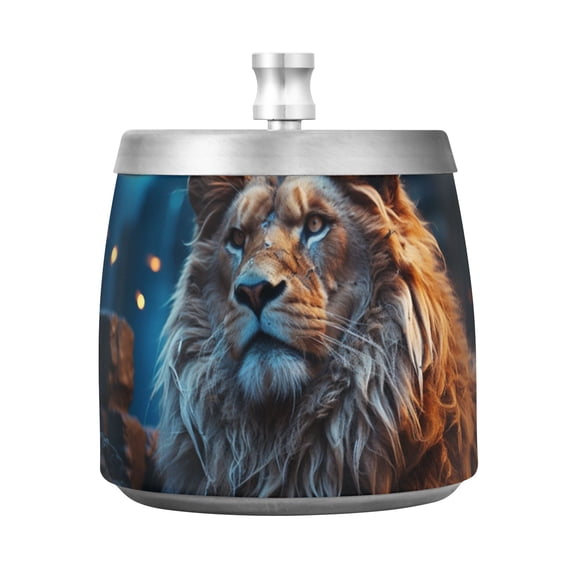 Lion Stone Ashtray with Lid Smell Proof Cigarette Ashtray Stainless Steel Smokeless Ash Holder for Indoor Outdoor