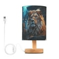 thumbnail image 1 of Lion Stone Table Lamp USB Bedside Desk Nightstand Lamp Printed Gifts Small Lamp Wood Base for Bedroom Living Room Kids Room College Dorm, 1 of 7
