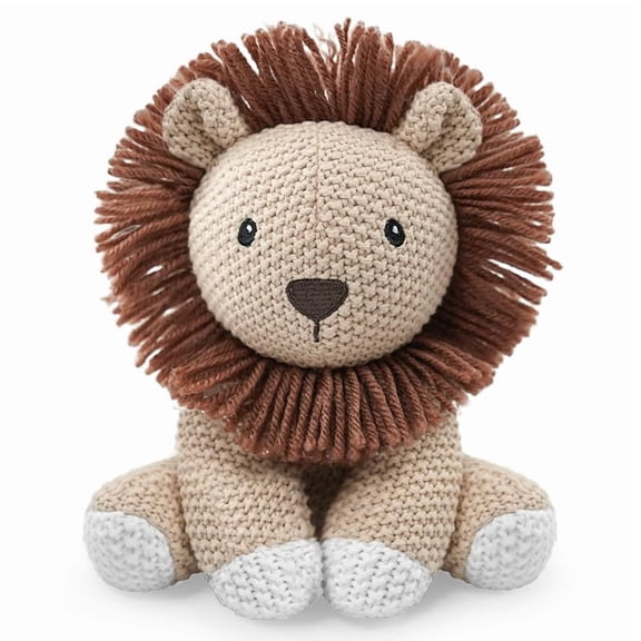 Lion Stuffed Animal for Kids,8inch Sit Lion Toys Hand Knit Doll Baby Cute Doll Bed Time,Handmade Knit Animal Toy Soft Cotton Knitted Animals Teddy Bear Christmas Birthday Gifts Knit Lion