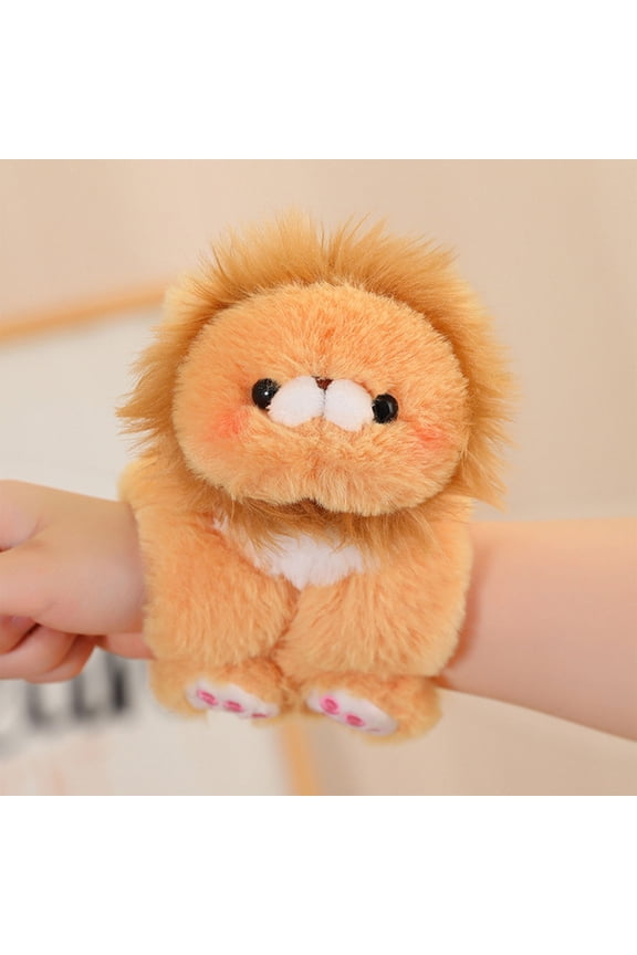 Lion Stuffed Animal Slap Bracelets Kids Adults, 9 Inch Lion Plush Snap Bracelet Birthday for Boys Girls Child Bulk Party Favors Goodie Bag Stuffers Exchanging Gifts Classroom Prizes
