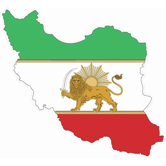 Lion and Sun Iran Map Sticker - 6-Inch Premium Vinyl Decal - Persian Symbol of Freedom for Cars, Laptops, & Tumblers - Weatherproof & UV Resistant - Easy-Peel Support Iran Movement Sticker