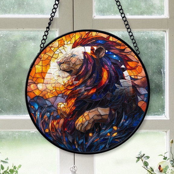 Lion Suncatchers Christmas, Lion Stained Glass Window Hangings, Lion Christmas, Lion Decor, Lion Christmas Tree Decorations Keepsake Gifts For Brother - 172HD70, Lion Sun Catcher