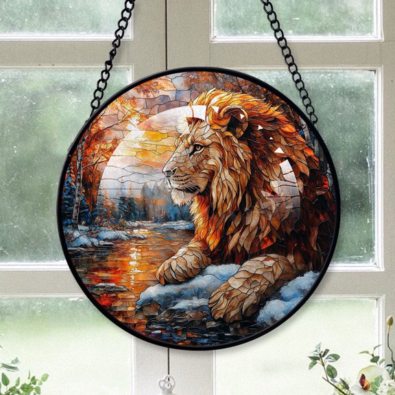 Lion Suncatchers For Christmas Tree, Lion Stained Glass Window Hangings, Lion Christmas, Lion Decor, Lion Tree Decor Gifts For Moms - 172HD260, Lion Stained Glass Ornament
