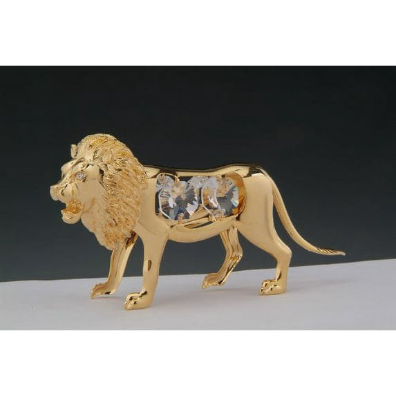 Lion Swarovski Crystal 24k Gold Plated Figure Ornament
