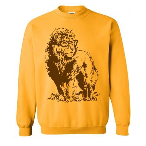 Lion Sweatshirt Gift for Lion Lover Mens Womens Lion Sweater Animal Graphic Funny Glasses Geek Gift