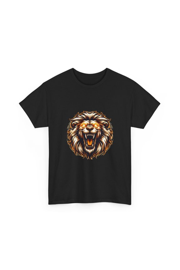 Lion T-Shirt Fierce Roaring Lion Head Tribal Design Graphic Tee
