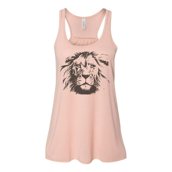 "Lion Tank, Lion Face, Racerback, Lion Lover, Soft Bella Canvas, Lion Racerback, Feline, Lion Tank Top, Gym Tank, Muscle Tank, Workout, Fit, Peach, MEDIUM"