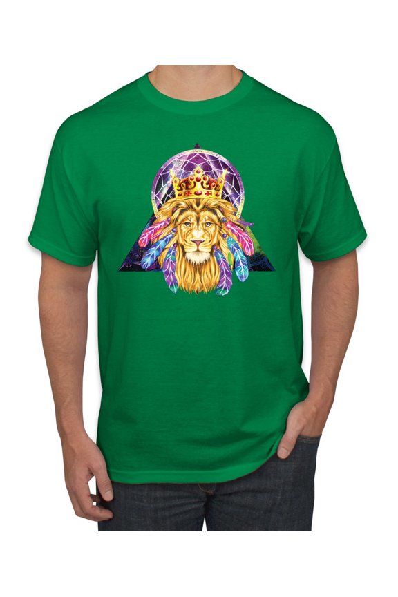 Lion Throne King Crown Animal Lover Men's Graphic T-Shirt, Kelly, 5XL