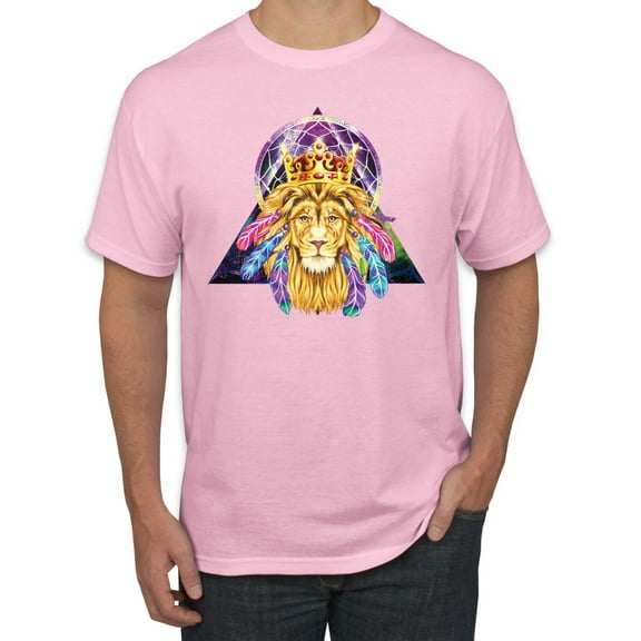 Lion Throne King Crown Animal Lover Men's Graphic T-Shirt, Light Pink, 2XL