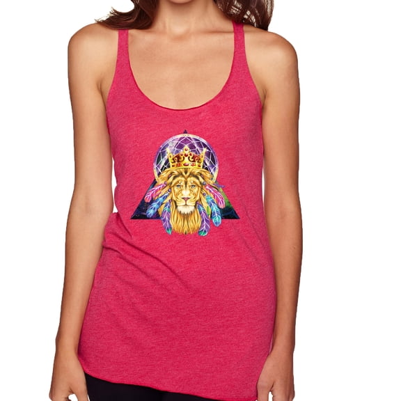 Lion Throne King Crown Animal Lover Tri-Blend Racerback Tank Top, Shocking Pink, Large