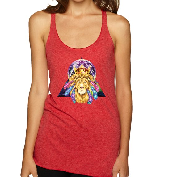 Lion Throne King Crown Animal Lover Tri-Blend Racerback Tank Top, Vintage Red, Large