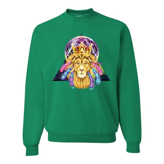 Lion Throne King Crown Animal Lover Unisex Crewneck Graphic Sweatshirt, Kelly, 4XL