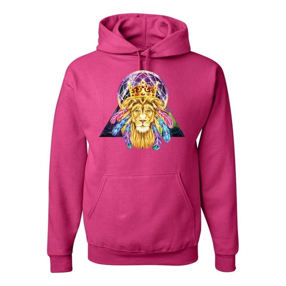 Lion Throne King Crown Animal Lover Unisex Graphic Hoodie Sweatshirt, Fuschia, Small