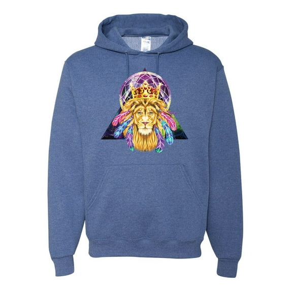 Lion Throne King Crown Animal Lover Unisex Graphic Hoodie Sweatshirt, Vintage Heather Blue, 2XL