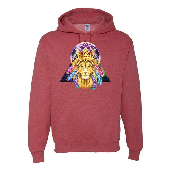 Lion Throne King Crown Animal Lover Unisex Graphic Hoodie Sweatshirt, Vintage Heather Red, Large