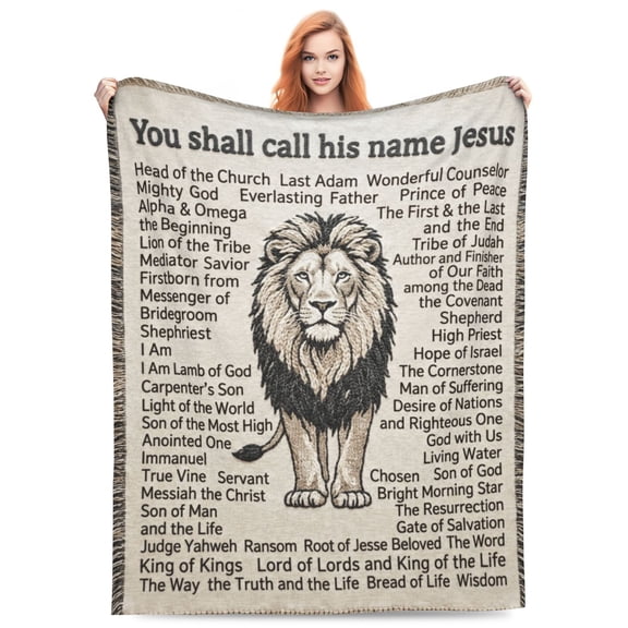 Lion Throw Blanket, Religious Christian Lion Art Gift, Flannel Blanket for Sofa and Bed, Home Decor 50x40