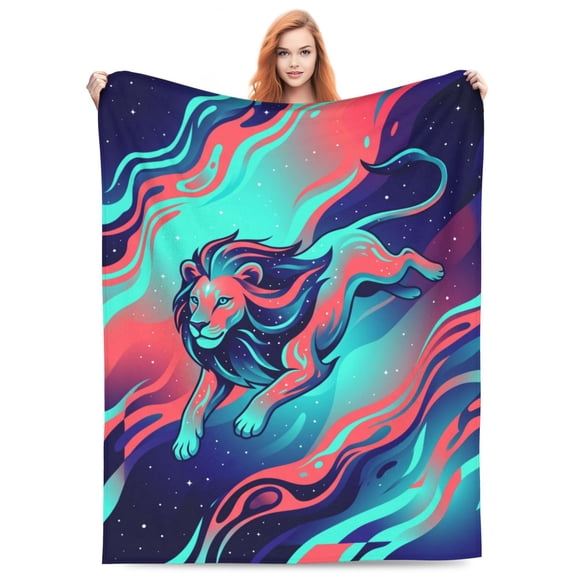 Lion Throw Blanket, Soft Warm Cozy Blanket for Couch and Sofa, Lightweight Plush Blanket 50x40