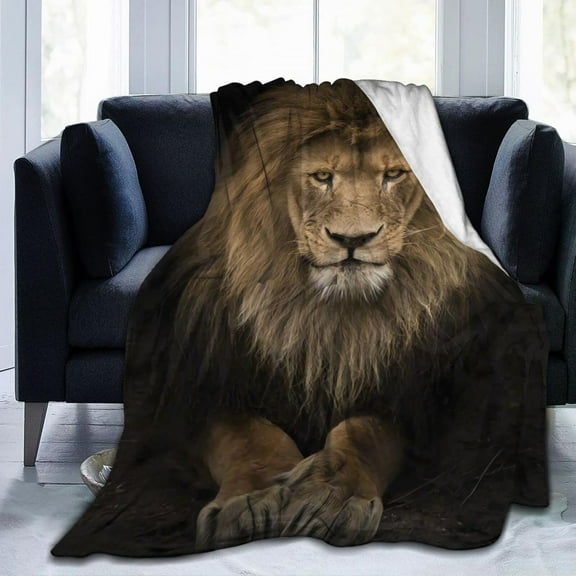 Lion Throw Blankets for Adults Men Girls Boys Winter Couch Bed Soft Cozy Warm Lightweight Fleece Flannel Travel Lap Blanket Lion