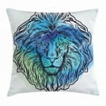 thumbnail image 1 of Lion Throw Pillow Cushion Cover, Artistic Lion Portrait with Digital Hazy Effect King of Forest Illustration, Decorative Square Accent Pillow Case, 18 X 18 Inches, Light Blue Turquoise, by Ambesonne, 1 of 2