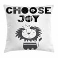 thumbnail image 1 of Lion Throw Pillow Cushion Cover, Hand Drawn King of Jungle with an Uplifting Quote Monochrome Illustration, Decorative Square Accent Pillow Case, 24 X 24 Inches, Black Grey and White, by Ambesonne, 1 of 2