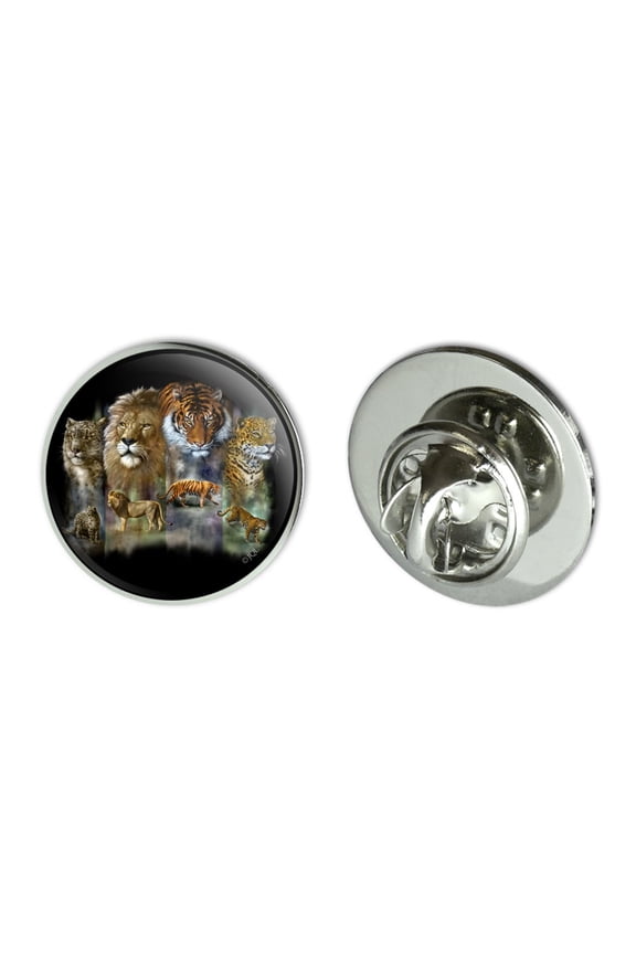 Lion Tiger Snow Leopard Big Cats Metal 0.75" Lapel Hat Pin Tie Tack Pinback