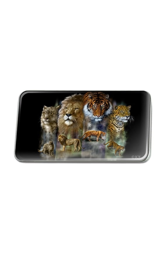 Lion Tiger Snow Leopard Big Cats Metal Rectangle Lapel Hat Pin Tie Tack Pinback