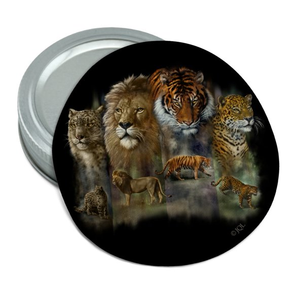 Lion Tiger Snow Leopard Big Cats Round Rubber Non-Slip Jar Gripper Lid Opener