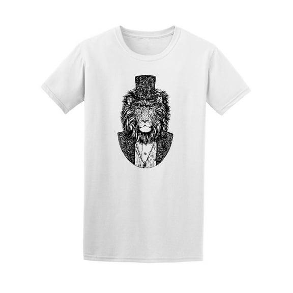 Lion Top Hat Elegant Vintage T-Shirt Men -Image by Shutterstock, Male x-Large