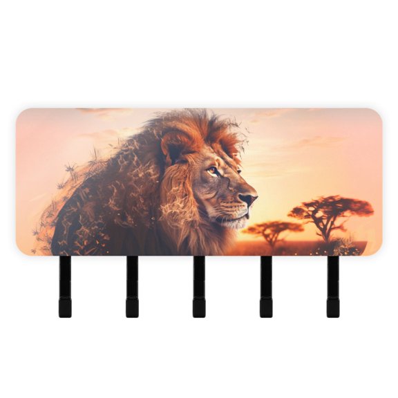 Lion Trees Clouds Mail Holder Organizer Wall Mount with Shelf Key Holder Key Rack with 5 Key Hooks for Wall Decorative