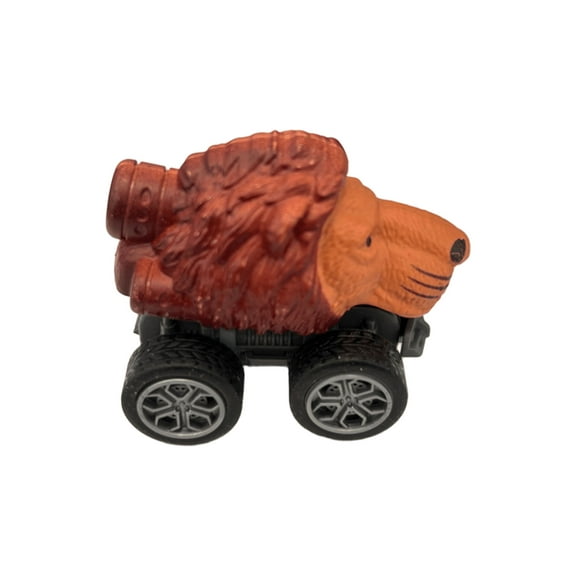 Lion Truck Toy, Safari Adventure with Featuring Pull Back Mechanism, Vibrant Designs, Engaging Play to Foster Kid's Imagination, Fine Motor Skills, Love for Wildlife Exploration, Brown