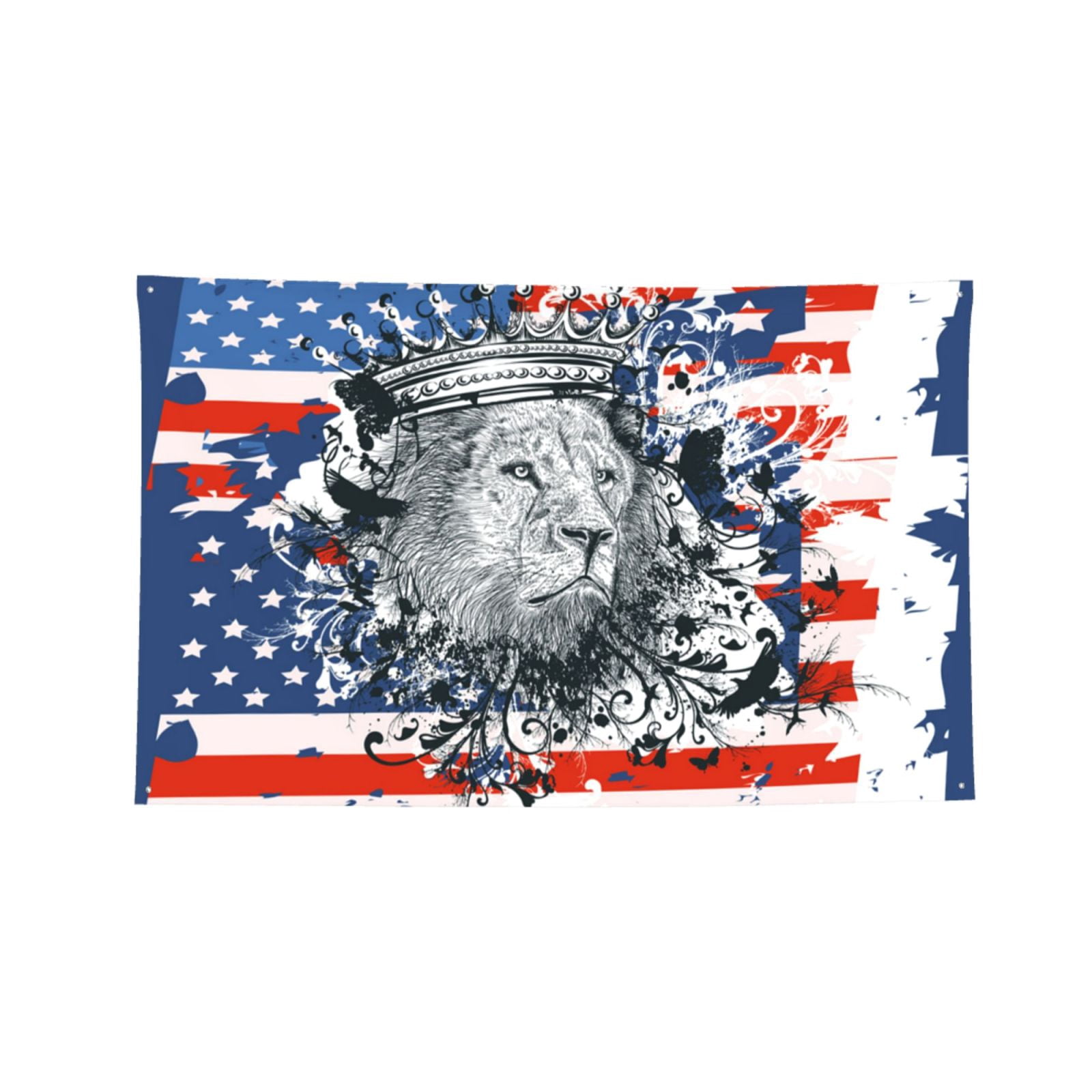 Lion USA Flag Four Hole Decorated Banner Flag for Garden Yard Home Decoration Indoor Outdoor 4x6 Ft