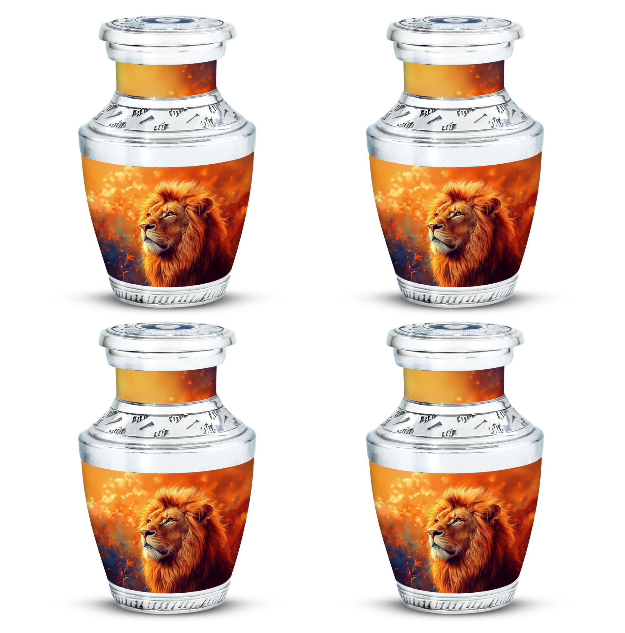Lion Urn, Cremation Urns for Human Ashes Adult Female, Keepsake Urns for Human Ashes, Decorative Urns, Burial Urns for Human Ashes, Urns for Human Ashes Adult Man Small (Size - 3inch, 4 Pcs)