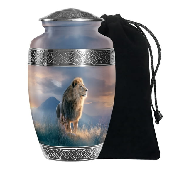 Lion Urn For Human Ashes Adult Male/Female, Cremation Urns, Lion Theme Memorial Urn, Decorative Ash Holder, Large Urn 10Inch - 1Pcs