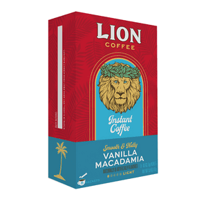 Lion Coffee Vanilla Macadamia Instant Coffee Packets, 100% Arabica Coffee, Single Serve Instant Coffee, Hot or Cold Brew, 8 Count