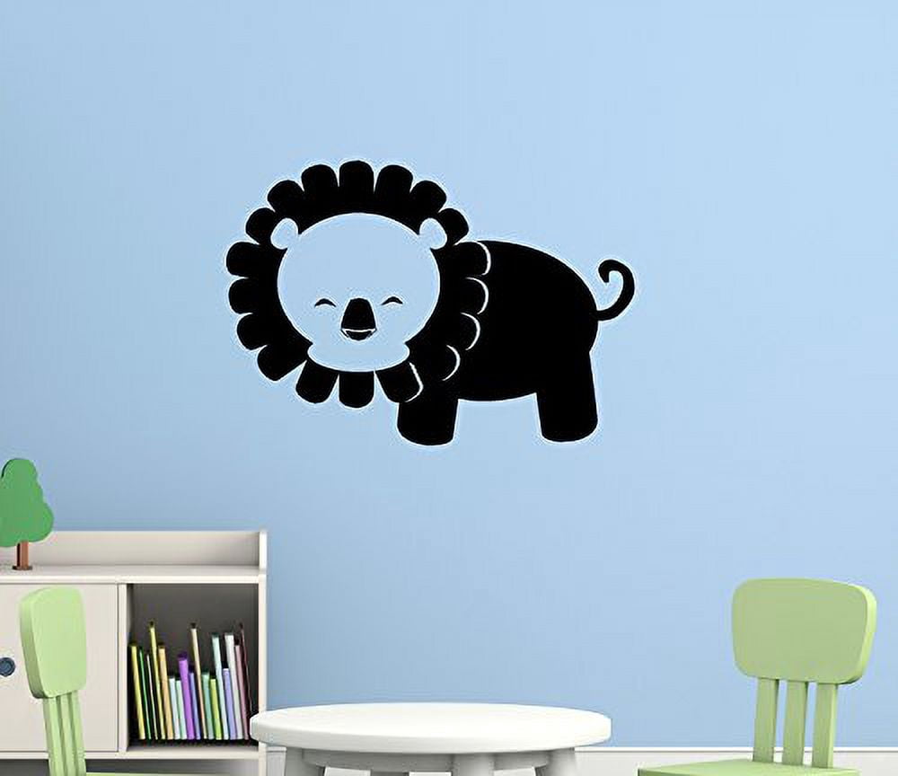 Lion Vinyl Wall Decal Animal Sticker for Kids Baby Room, 23x16, Black ...