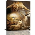thumbnail image 1 of Lion Wall Art Christian Cross Lion And Lamb Pictures Wall Decor Lion Of Judah Canvas Painting Print Artwork Modern Home Decor Framed for Church Living Room Bedroom12inx16in, 1 of 6