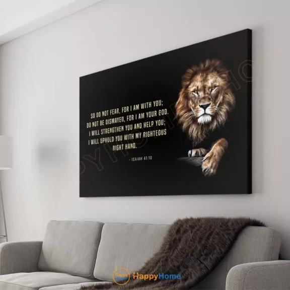 Lion Wall Art Isaiah 41:10 Bible Verse Print Scripture Art Christian Decor NO FRAMED POSTER