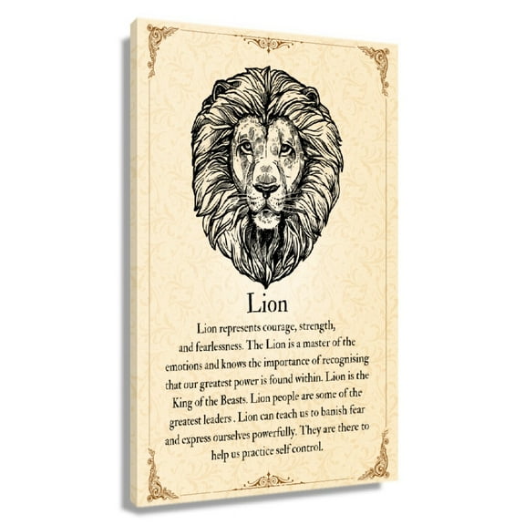 Lion Wall Art Knowledge Poster Vintage Animal Wall Art Canvas Artwork For Office Room Decor Unframed 16x24 in