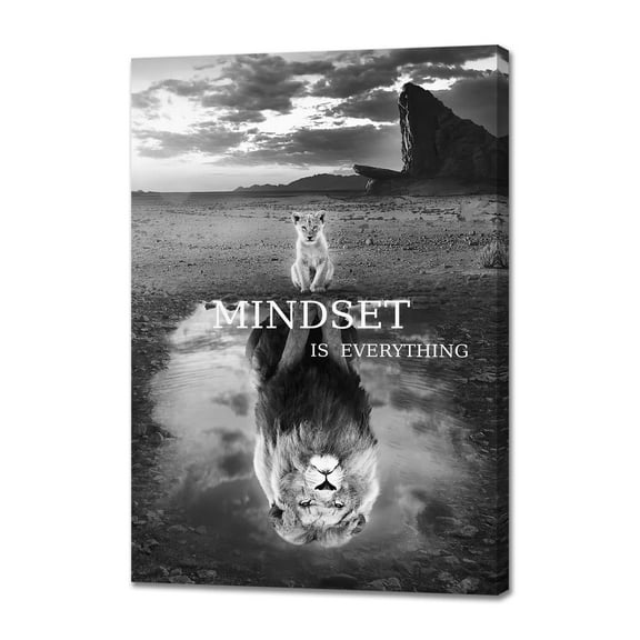 Lion Wall Art Mindset Motivational Animals Prints Poster for Office Wall Decor Modern Canvas Framed Artwork Pictures