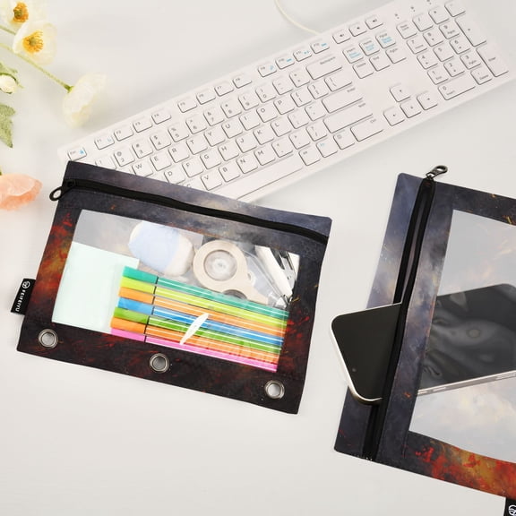 Lion Wind Fire 2 Pack Pencil Pouches Zipper Pencil Case 3 Ring Pencil Pouch Cosmetic Bag