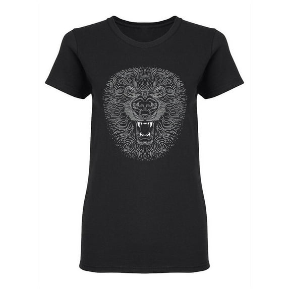 Lion With Big Mane Design Shaped T-Shirt Women -Image by Shutterstock, Female Large