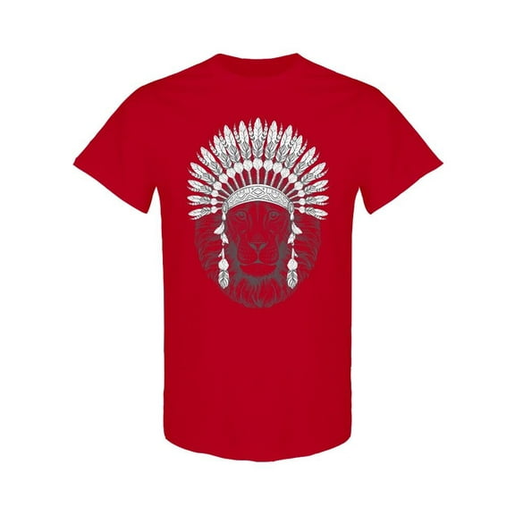 Lion With Feather Headdress T-Shirt Men -Image by Shutterstock, Male Medium