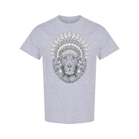 Lion With Feather Headdress T-Shirt Men -Image by Shutterstock, Male Small