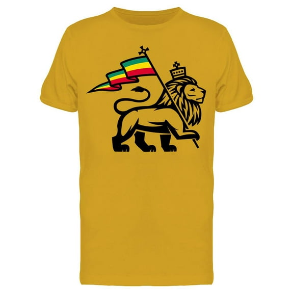 Lion With Rastafarian Flag T-Shirt Men -Image by Shutterstock, Male 3X-Large