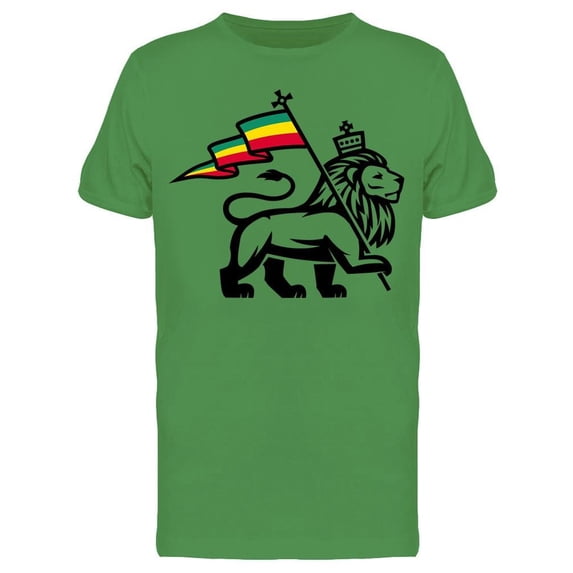 Lion With Rastafarian Flag Tee Men's -Image by Shutterstock