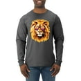 thumbnail image 1 of Lion With Sunglasses Animal Lover Mens Long Sleeve Shirt, Heather Black, Small, 1 of 3